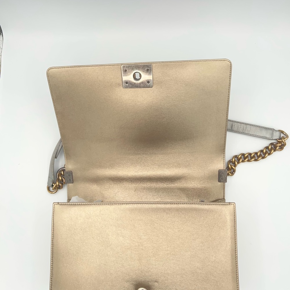 Chanel Metallic Gold and Silver Boy Bag! Stunning combination!🩶💛 - Picture 11 of 17